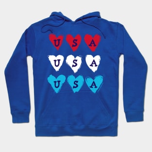 USA Hearts - patriotic USA heart American design for July 4th / Memorial Day Hoodie